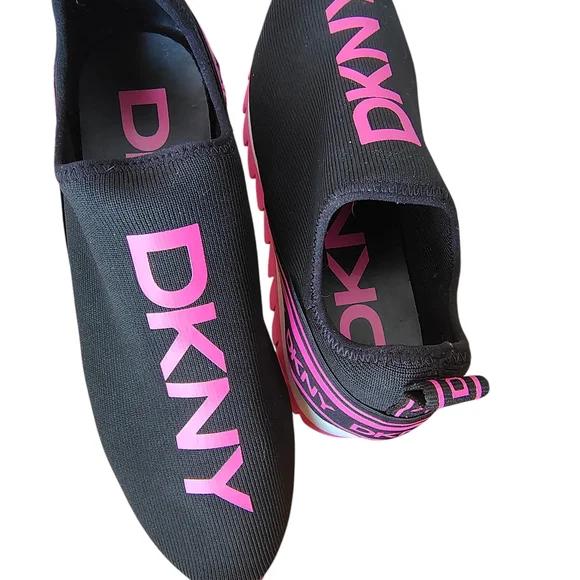 DKNY ABBI Women's Black and Pink Slip-On Sneakers - Picture 4 of 7